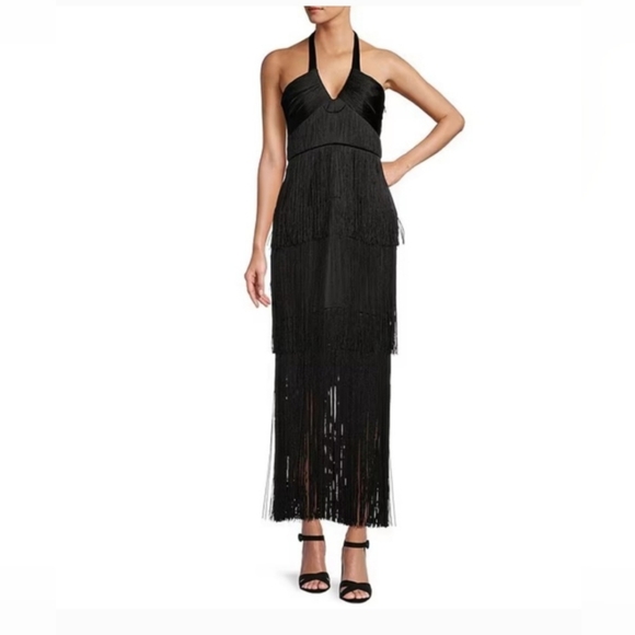 Antonio Melani Xandra Halter Neck Fringe Dress - Picture 3 of 9